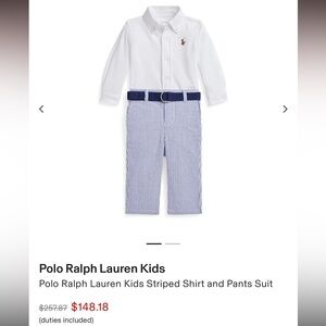 Polo Ralph Lauren Kids Striped Shirt and Pants Suit
And two onesies bundle